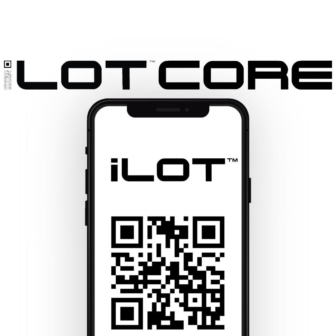 photo of phone with QR Code and iLot Core logo above phone