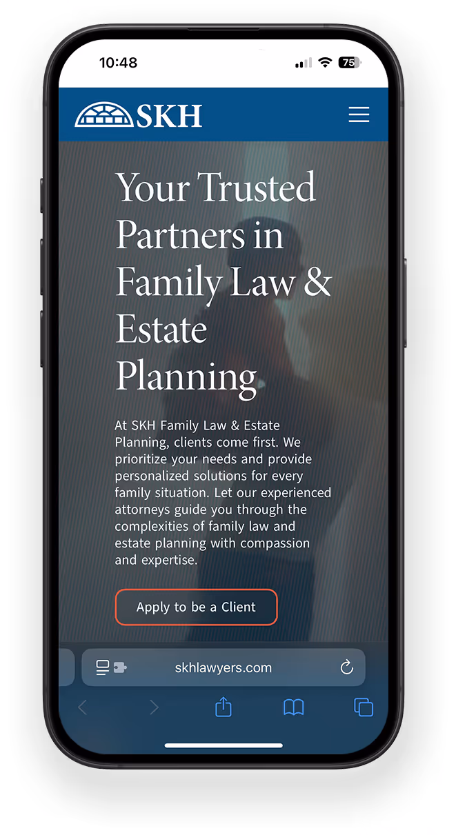 SKH website on a smart phone, displaying home page