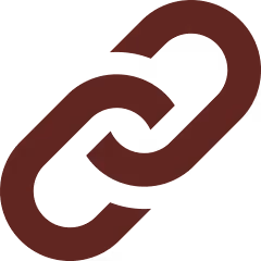 Dark red chain link icon representing a hyperlink or connection.