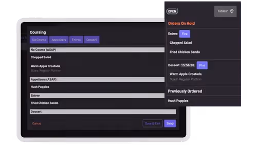 Guest dining and paying at table.