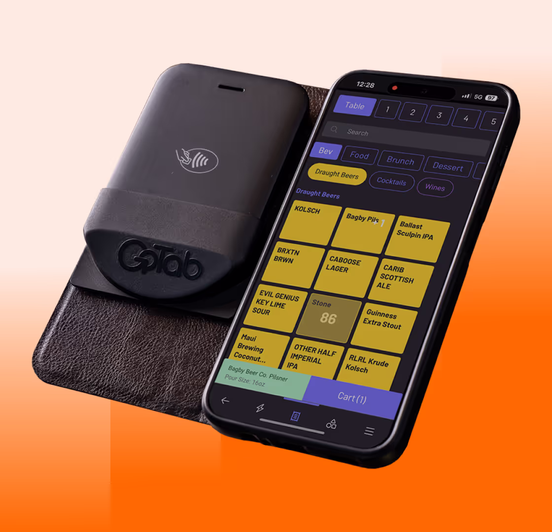 GoTab handheld POS device for tableside ordering and payments