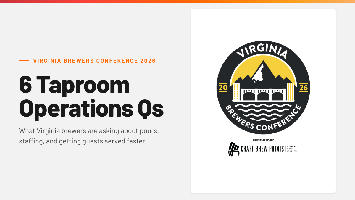 Virginia Brewers Conference 2026 logo beside the headline 6 Taproom Operations Questions