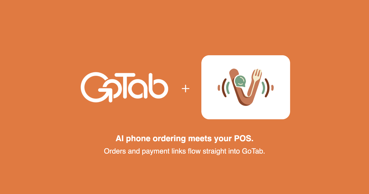 GoTab + TastyVox: AI phone ordering meets your POS. Orders and payment links flow straight into GoTab.