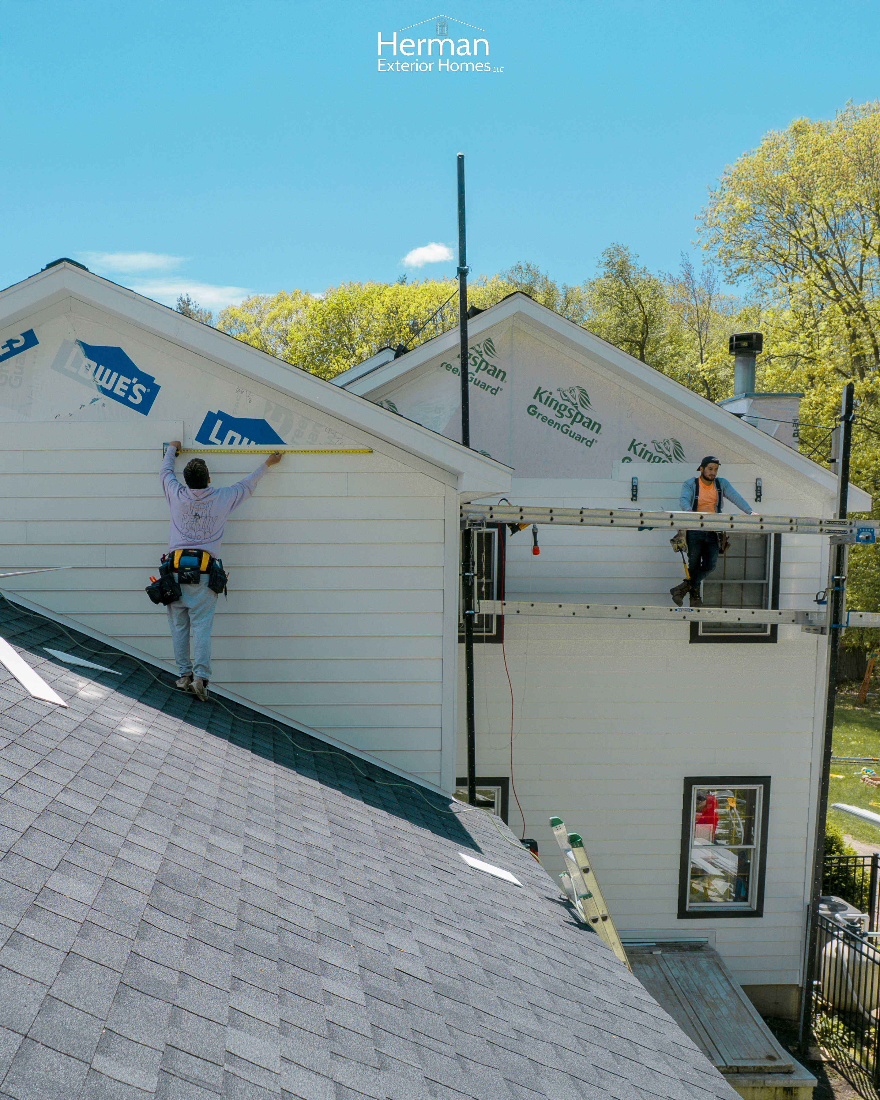 a group of men on a roof