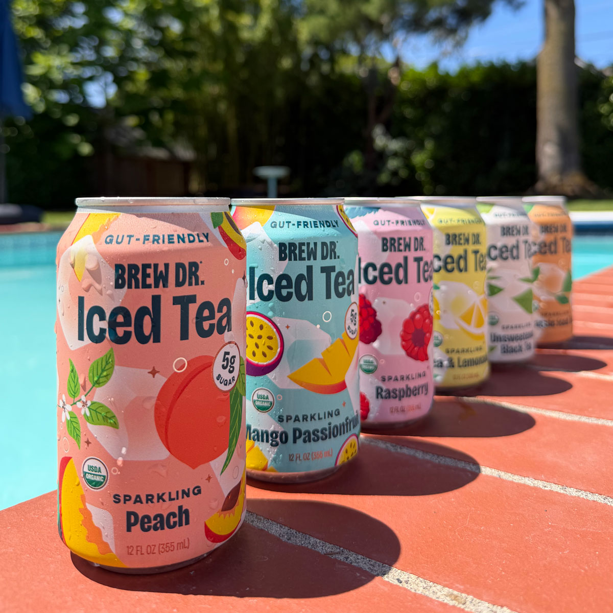 Full lineup of Brew Dr. organic iced tea cans