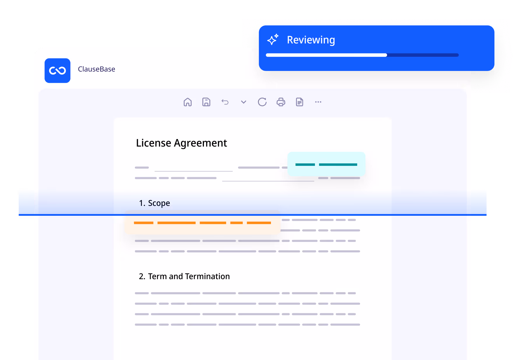ClauseBuddy is scanning a reviewing document through the use of AI