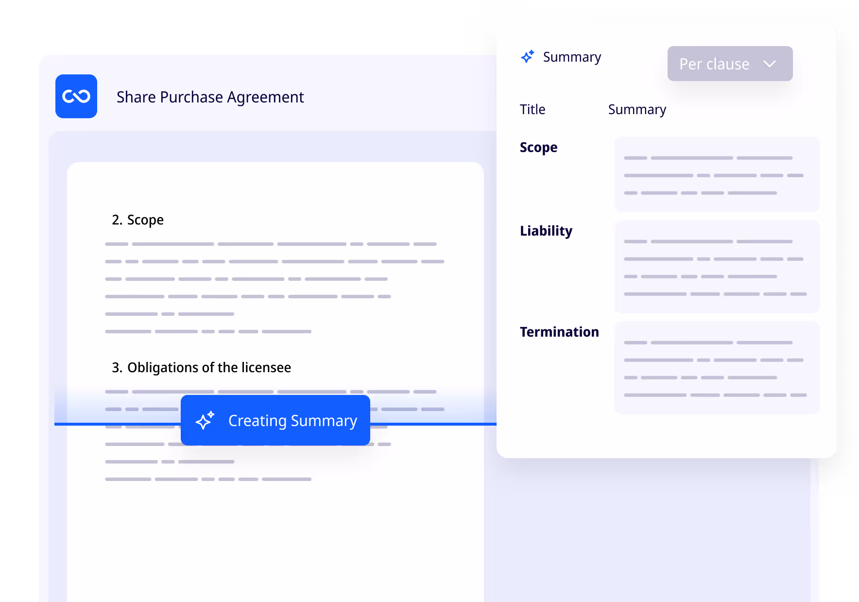 ClauseBuddy using AI to summarise complex legal documents and explain the implications of their clauses.