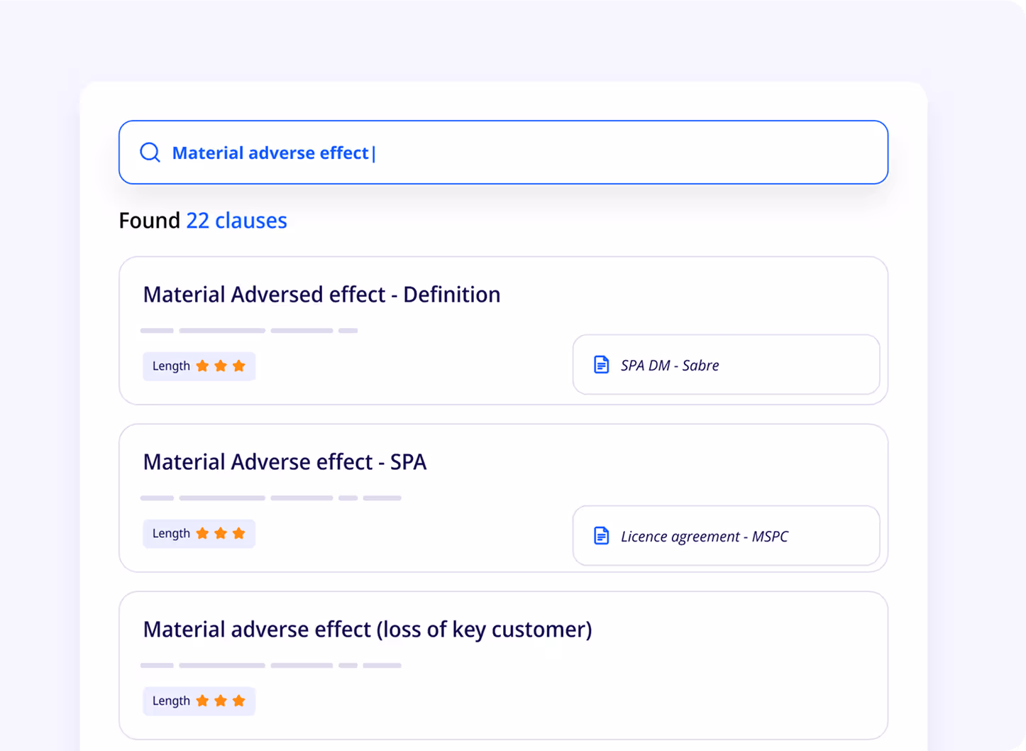 ClauseBuddy’s Clause Finder browsing vetted clauses directly within Microsoft Word.