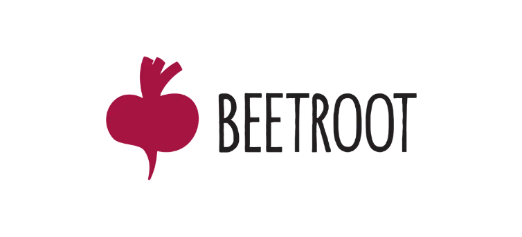 Logo de Beetroot avec une illustration de betterave magenta stylisée à côté du mot BEETROOT en texte noir de style lettrage à la main.