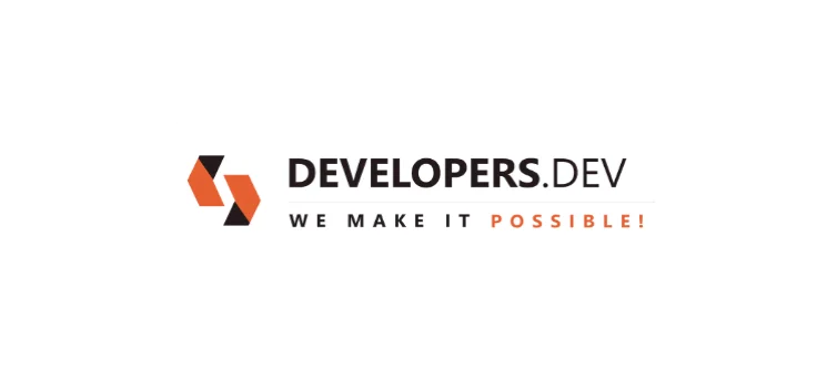 Developers.dev logo featuring an orange and black geometric icon alongside the brand name and the tagline "WE MAKE IT POSSIBLE!" in black and orange text.