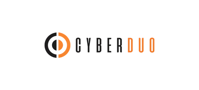 CyberDuo logo for IT consulting companies, featuring an orange and black circular icon on a dark background.