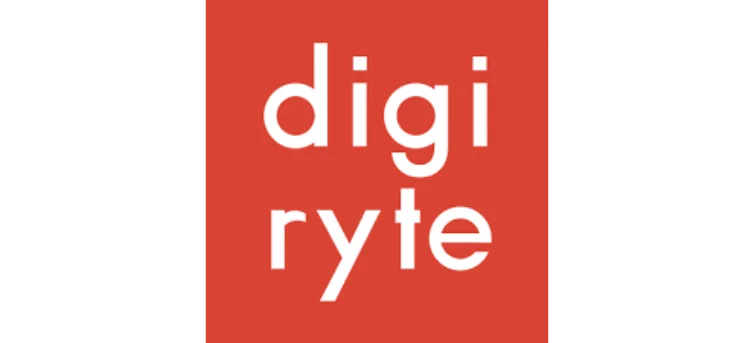 Digiryte-Logo mit dem Firmennamen in weißer Kleinbuchstaben-Schrift, aufgeteilt auf zwei Zeilen, innerhalb eines massiven roten Quadrats.