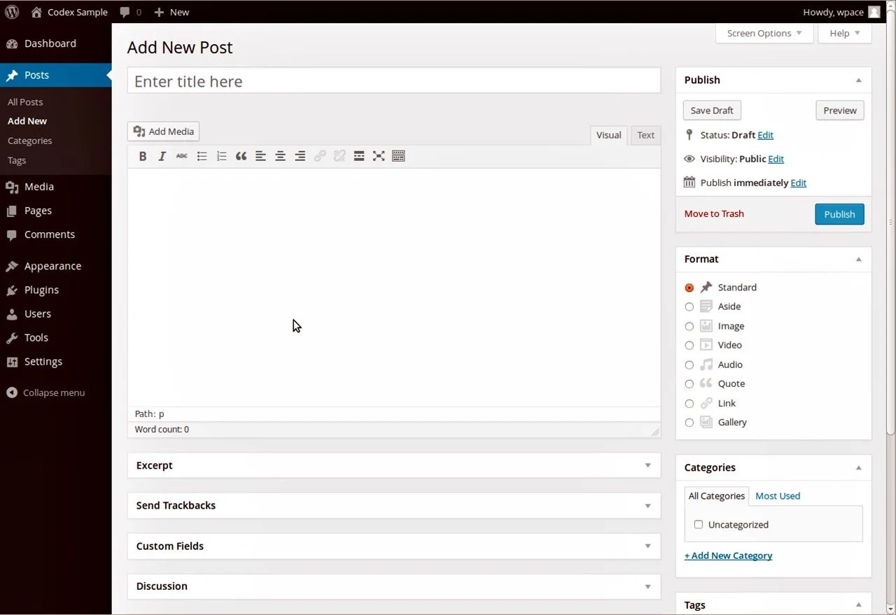 Wordpress's content editor