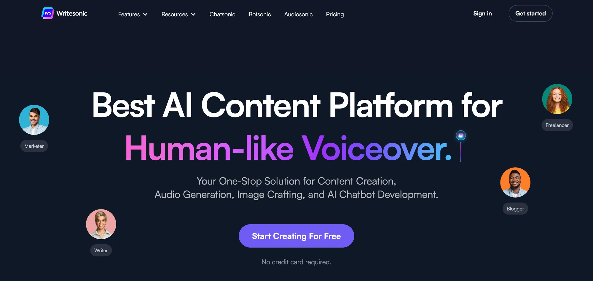 Writesonic homepage