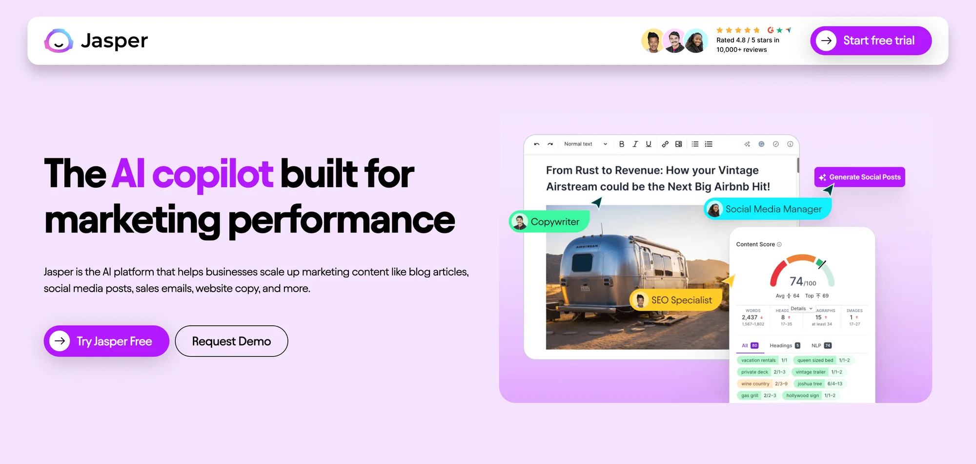 Jasper.ai homepage