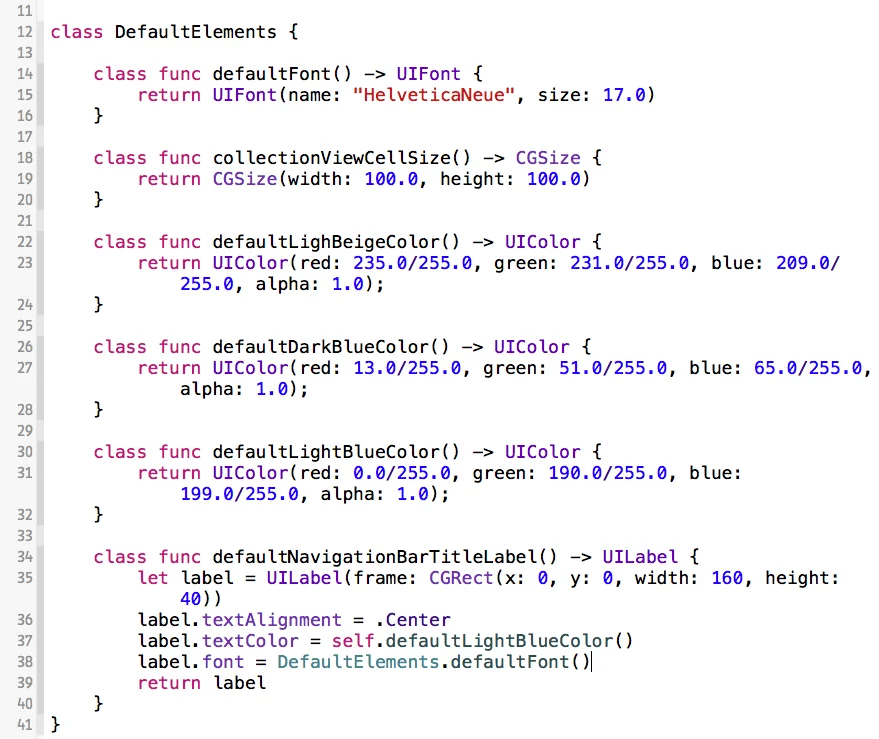 Default elements