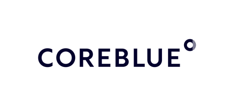 COREBLUE text logo in dark blue on a black background, representing IT consulting companies.