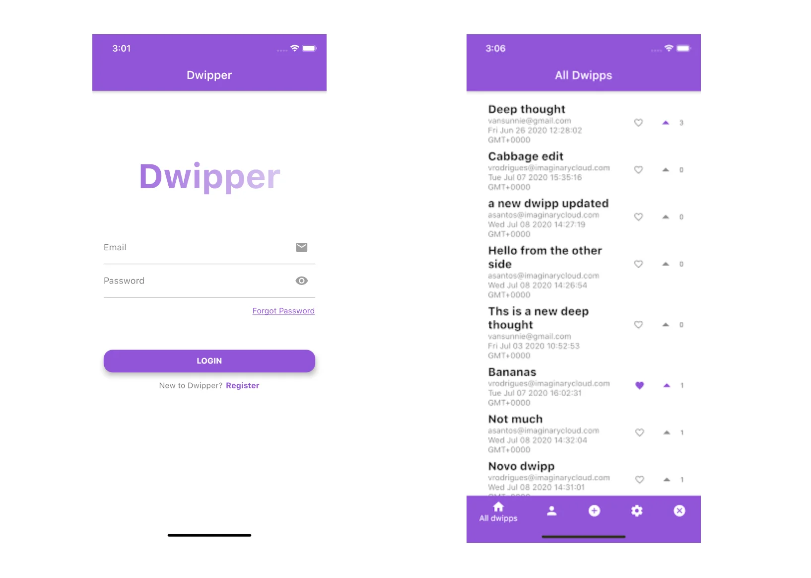 Dwipper screens in Flutter