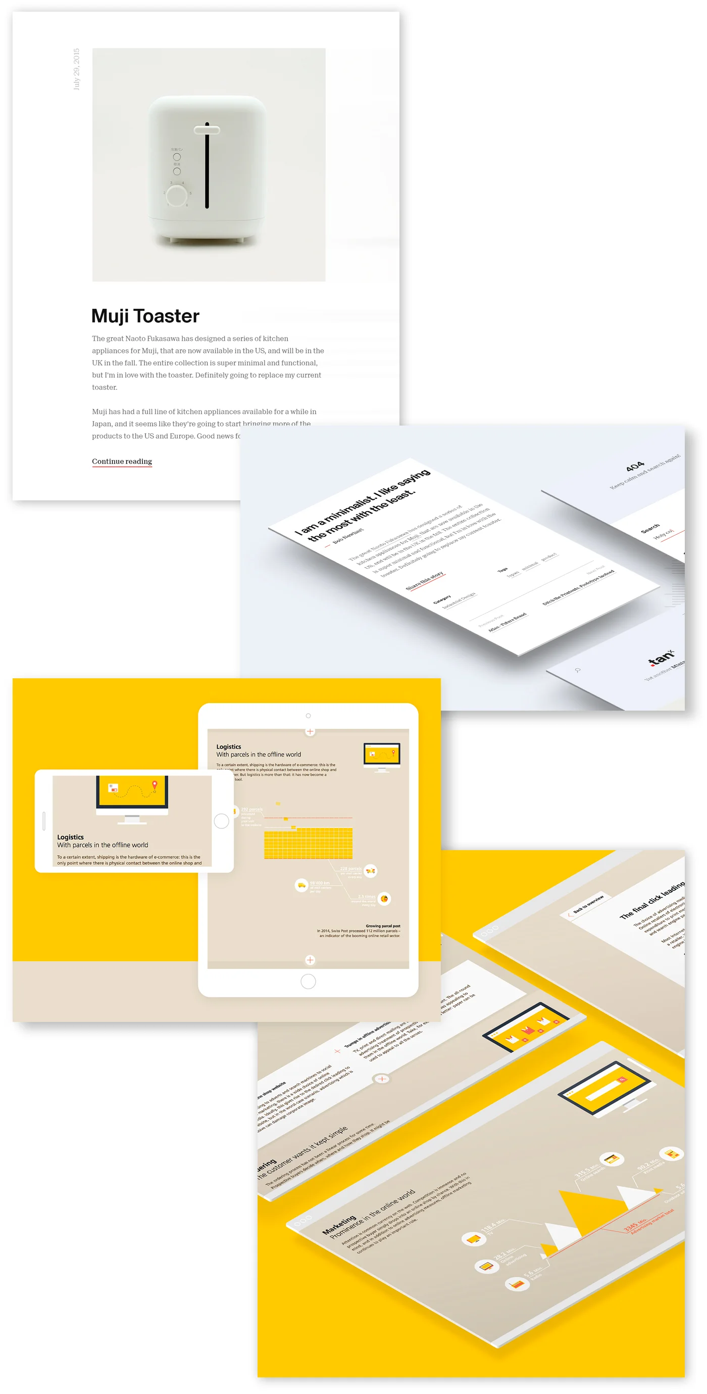 https://www.behance.net/gallery/35177889/TANx-Beautiful-Free-Blog-Wordpress-Theme | https://www.behance.net/gallery/33797548/Animated-Infographic-Microsite-on-E-Commerce