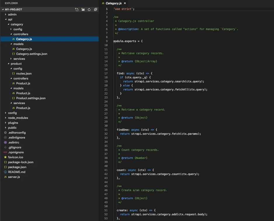 Strapi API code generated