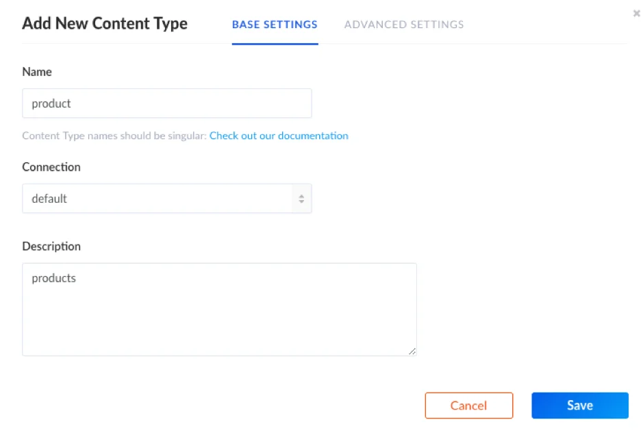 Strapi Add new content type