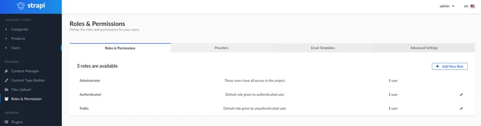 Strapi Roles and permissions