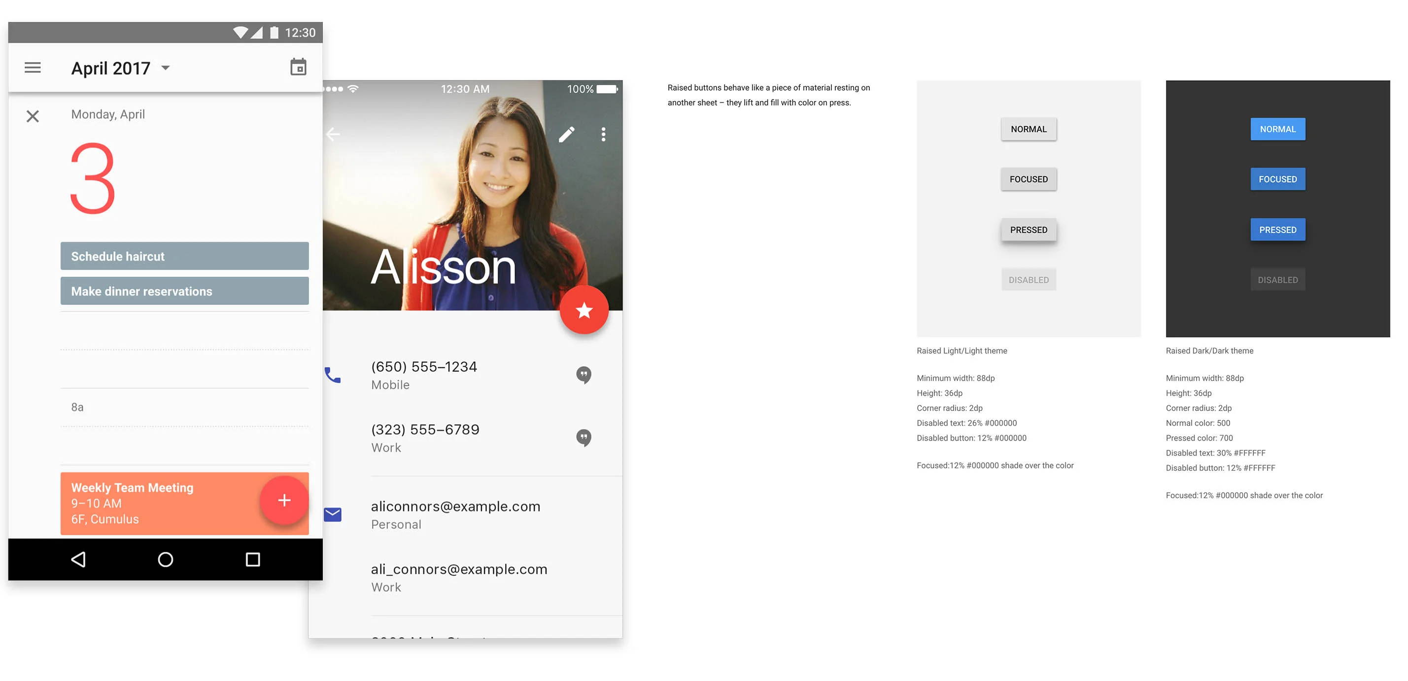 Some of Google's Material Design guidelines and views