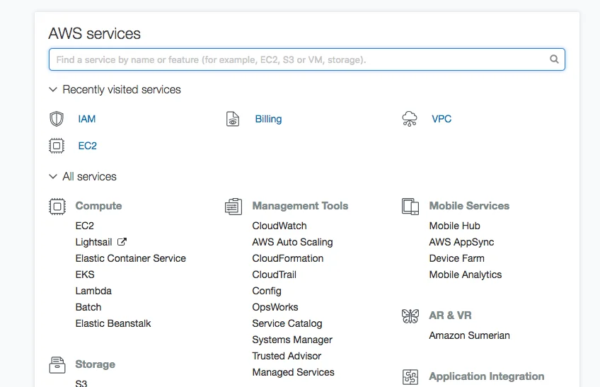 Select VPC on the main dashboard