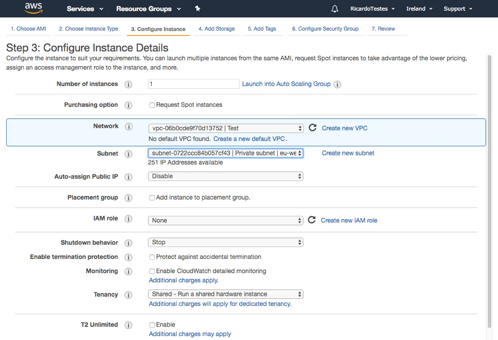 Configure instance details