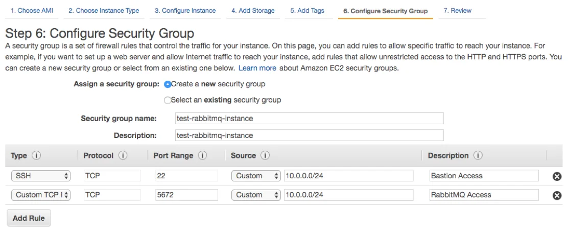 Click on Configure Security Group