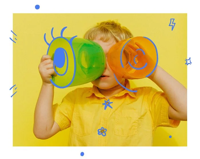 Representation of a kid looking at the world