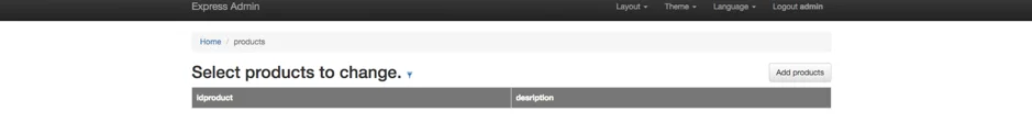 Express Admin Entity screen