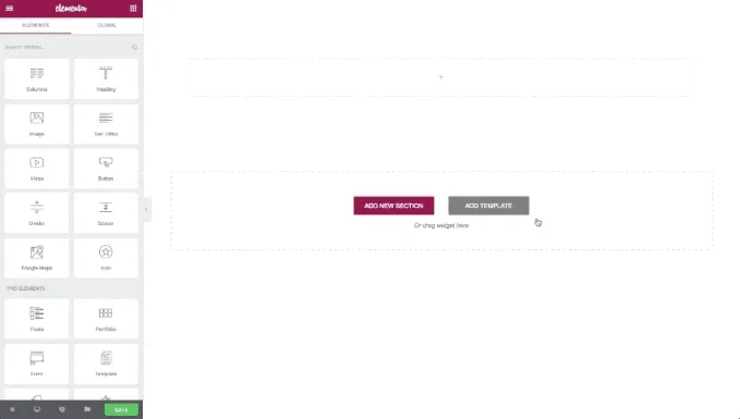 Selecting themes with Elementor