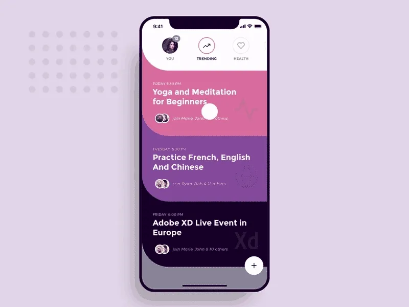 Examples of UI/UI interfaces for mobile