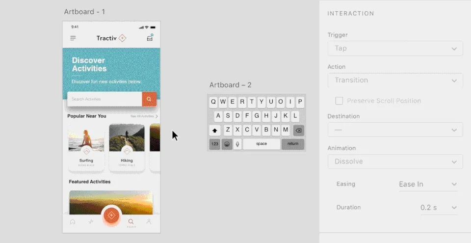 Gif showing how to work with Adobe Xd.