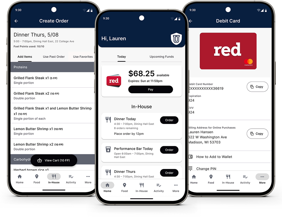 Red Card mobile app screens