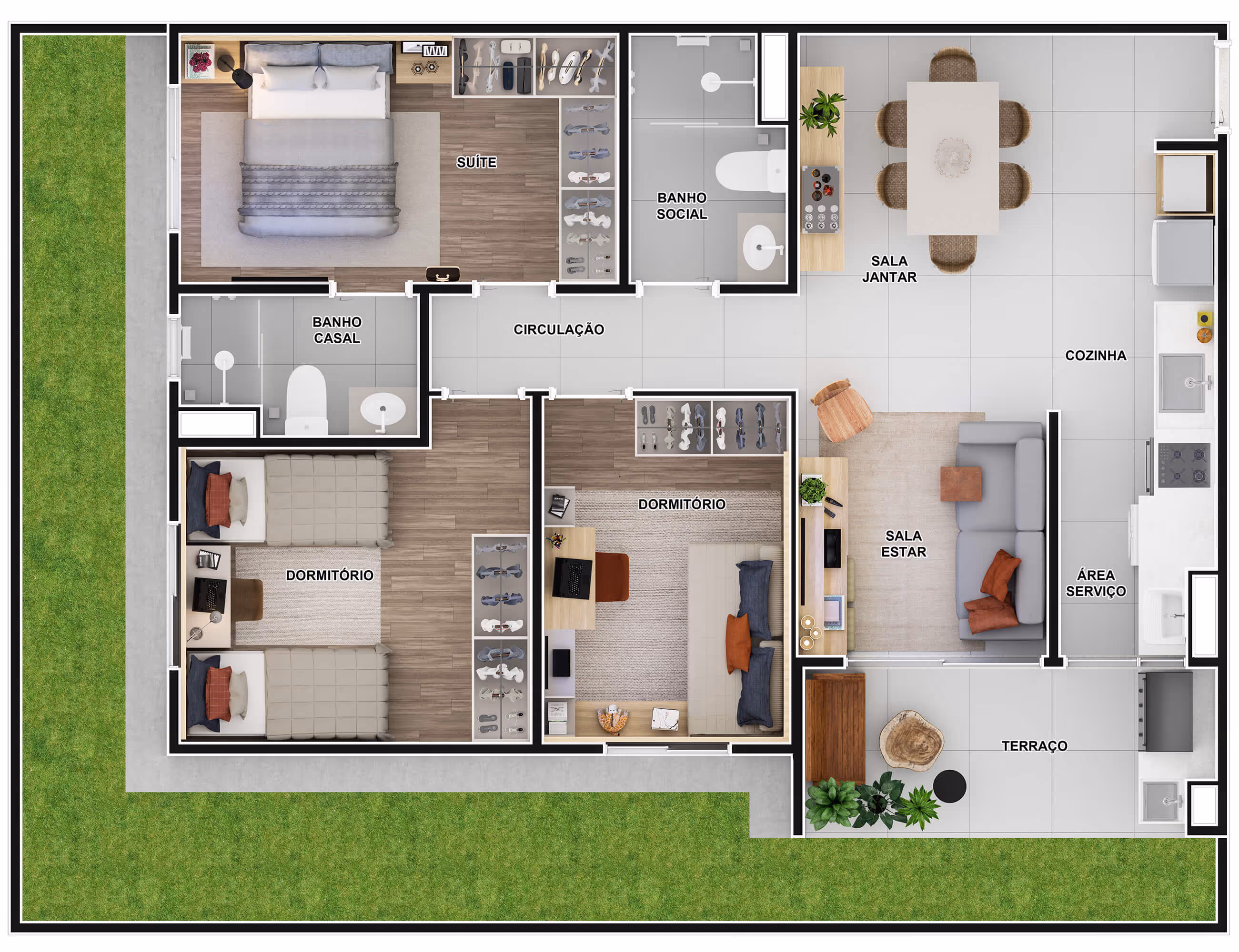 Planta de 3 dorms. garden final 2