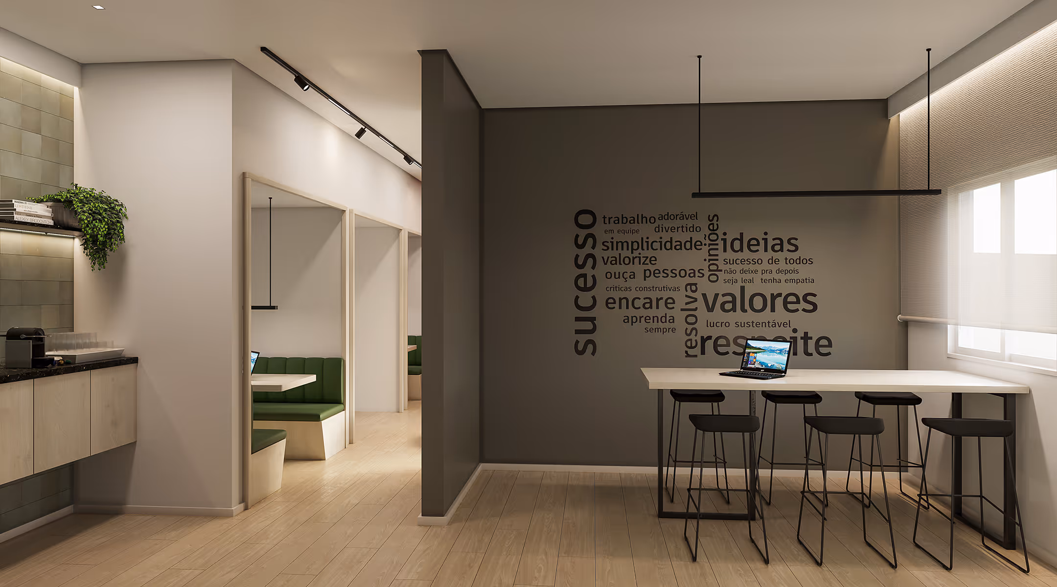 Perspectiva ilustrada do coworking
