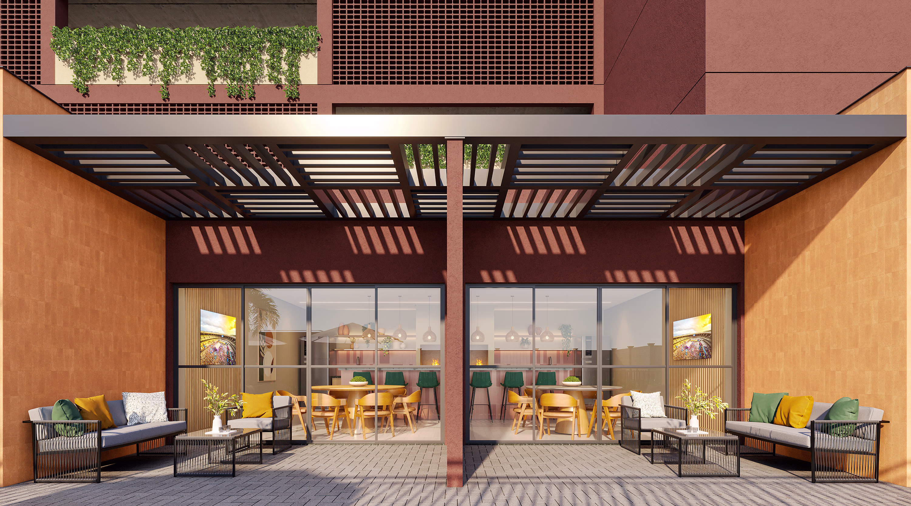 Perspectiva ilustrada da churrasqueira