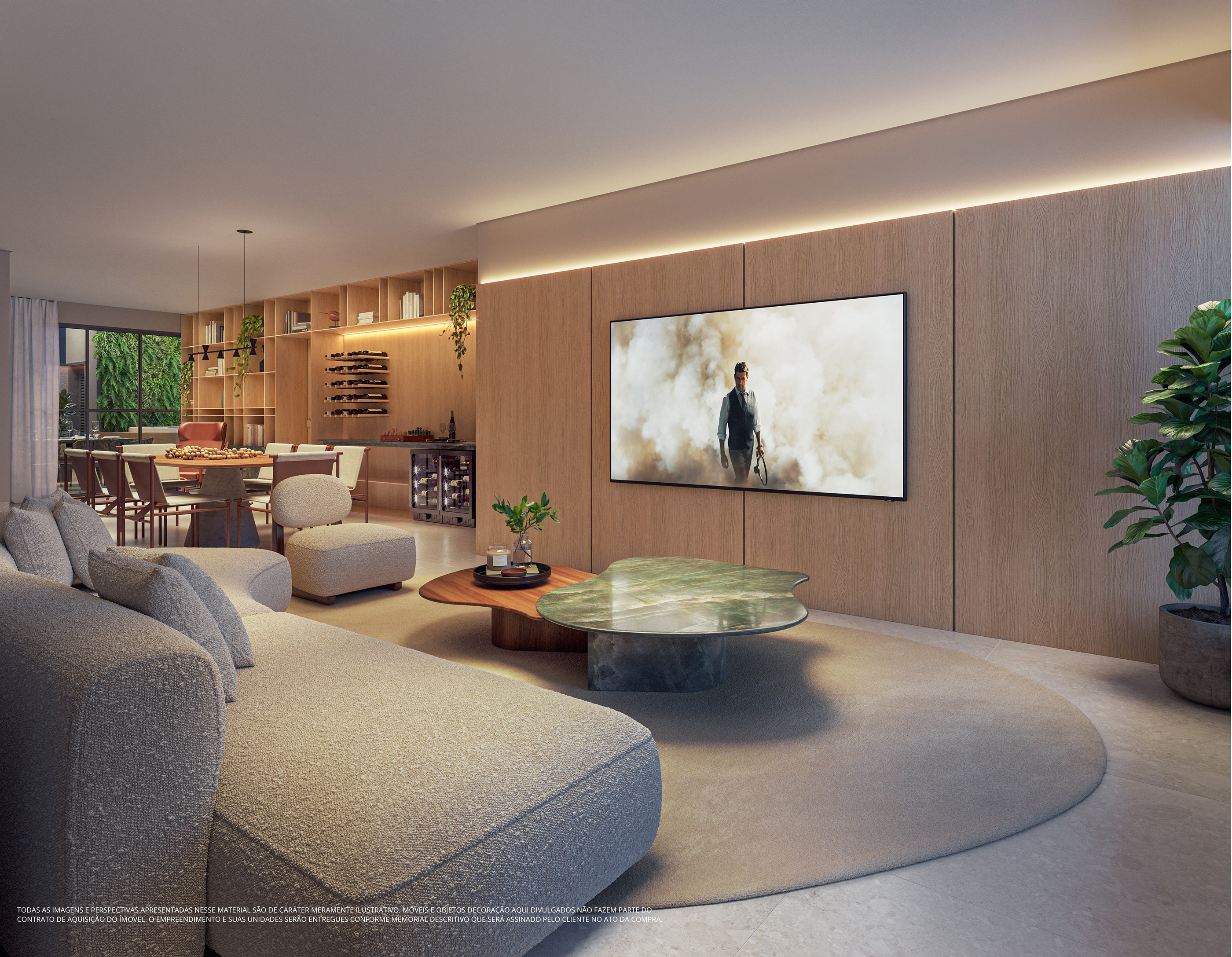 Perspectiva ilustrada do living (penthouse)