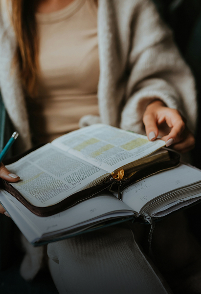 A person studying their bible