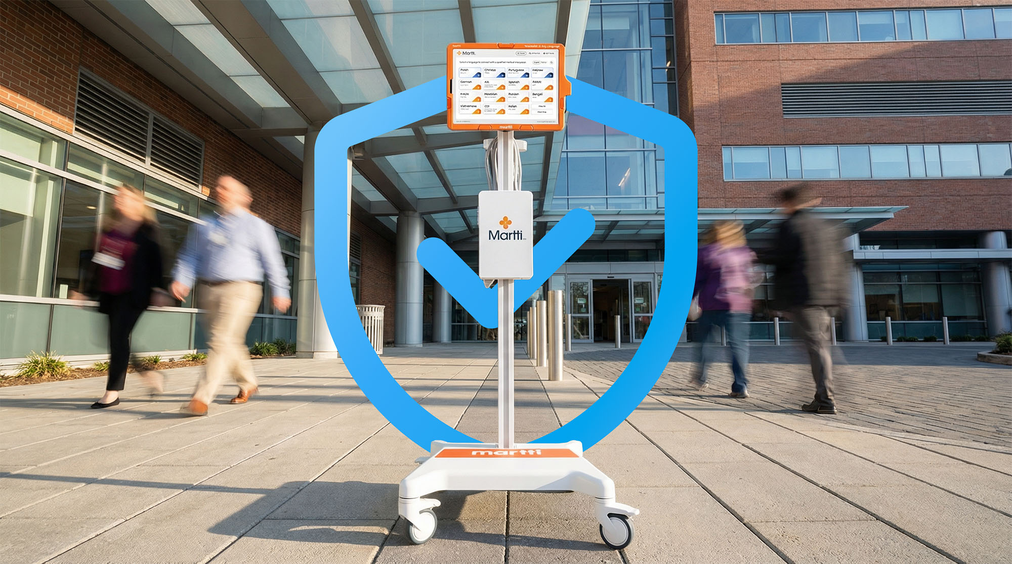 Medical interpreters shown on desktop, iPad, and iPhone