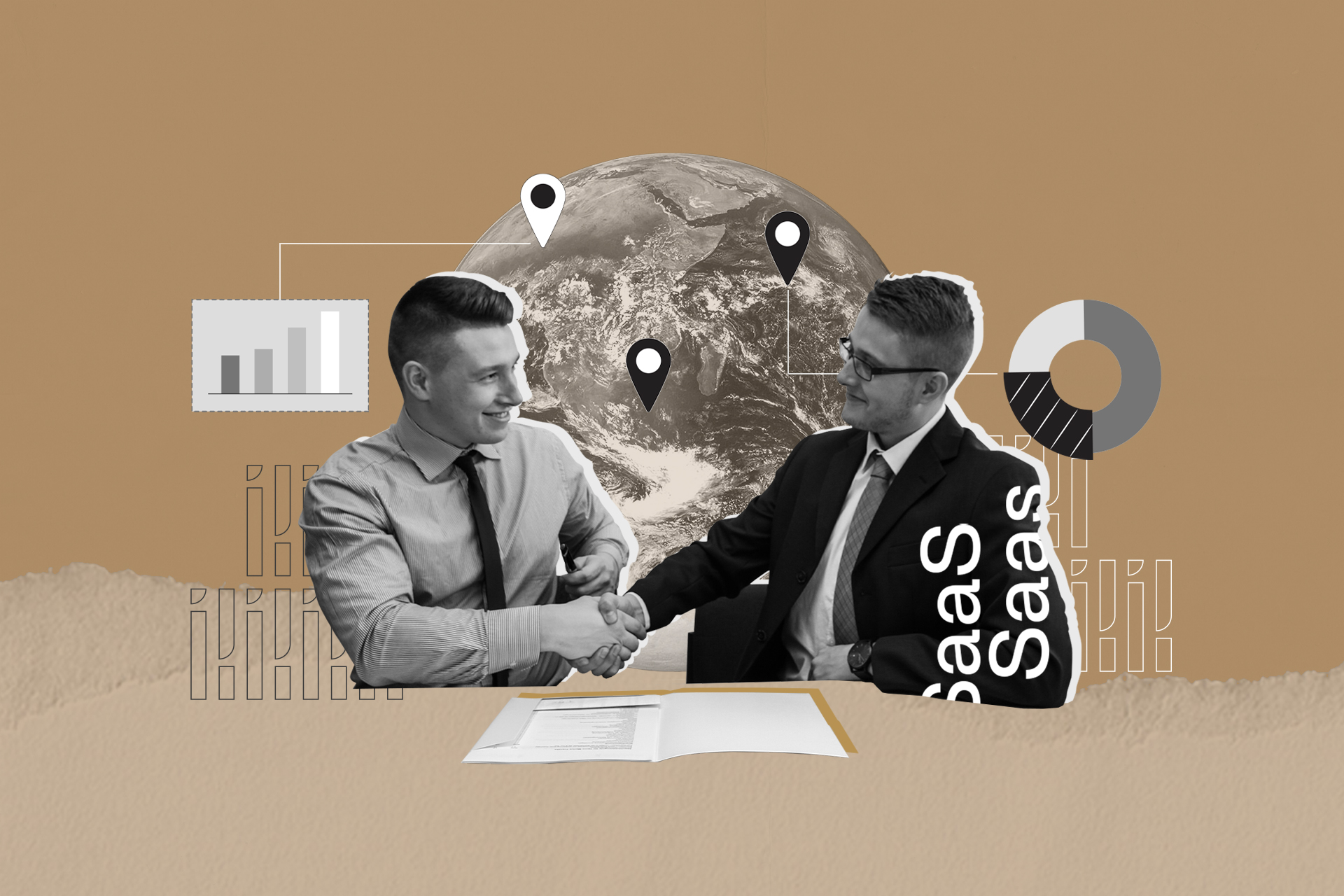 Two business owners shaking hands on the latest SaaS acquisition.