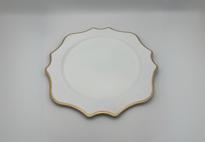White and Gold Hand-Painted Laminate Charger