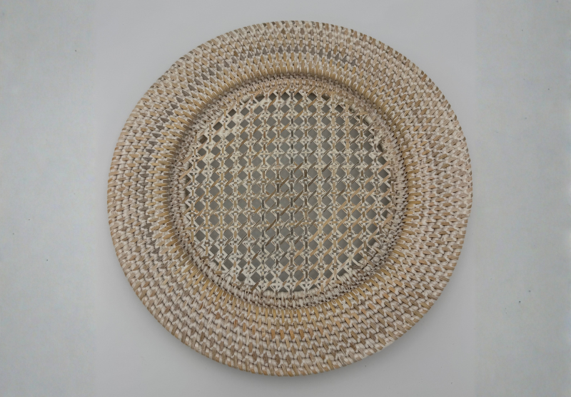 13" Whitewashed Rattan Chargers