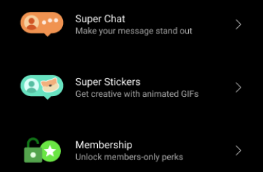 A UI of a menu with colorful icons and different feature names.