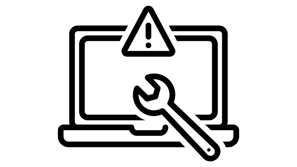 Troubleshooting symbols on a laptop.