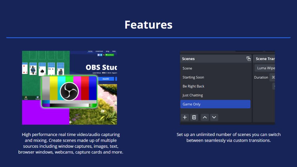 A couple of OBS Studio's features for screen recording.