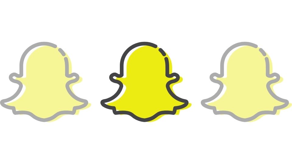 3 yellow and black Snapchat logos lined up.