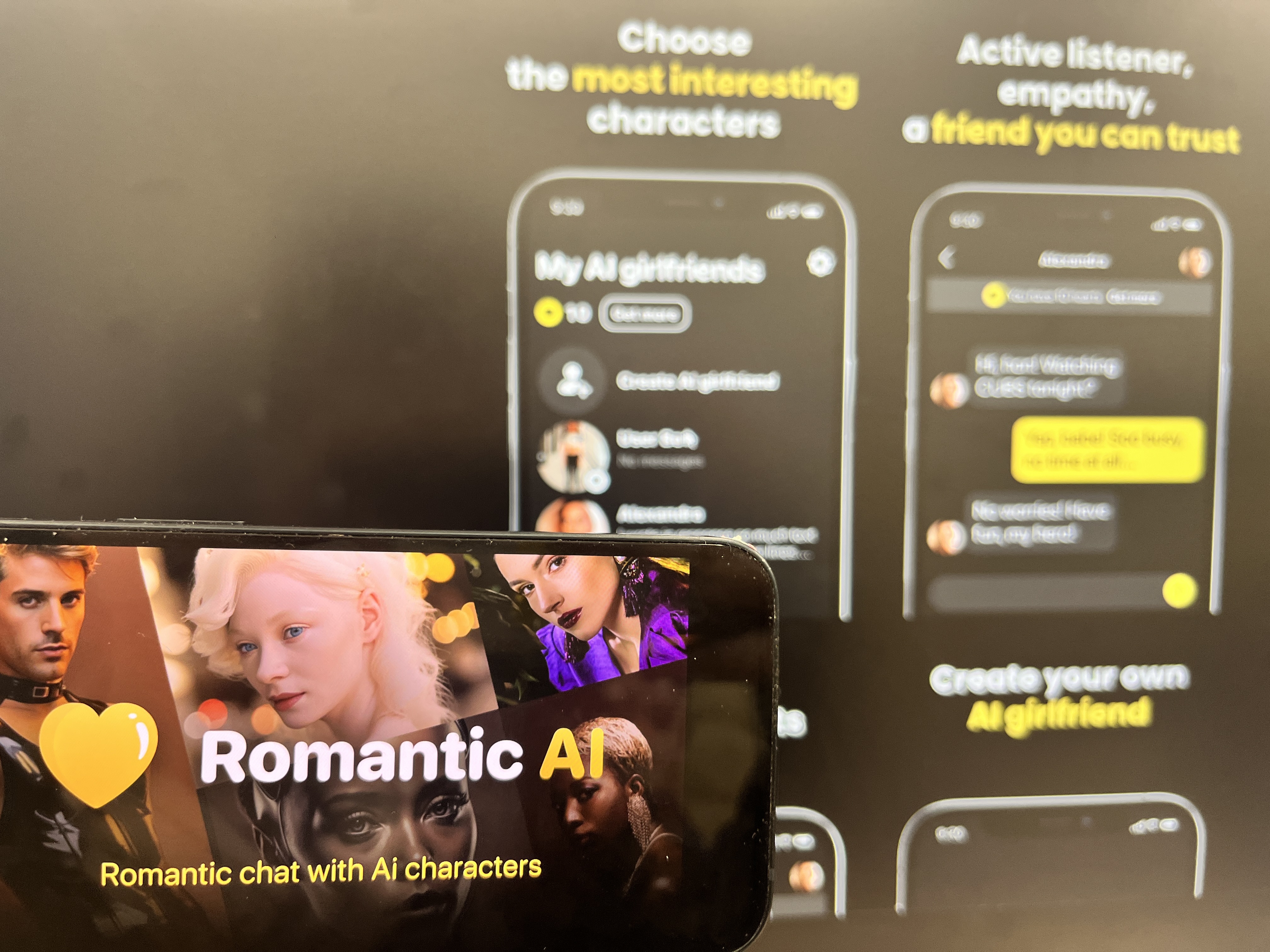 romantic ai logo and site